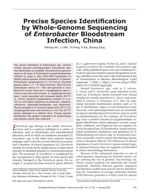 Precise Species Identification for Enterobacter: a Genome .